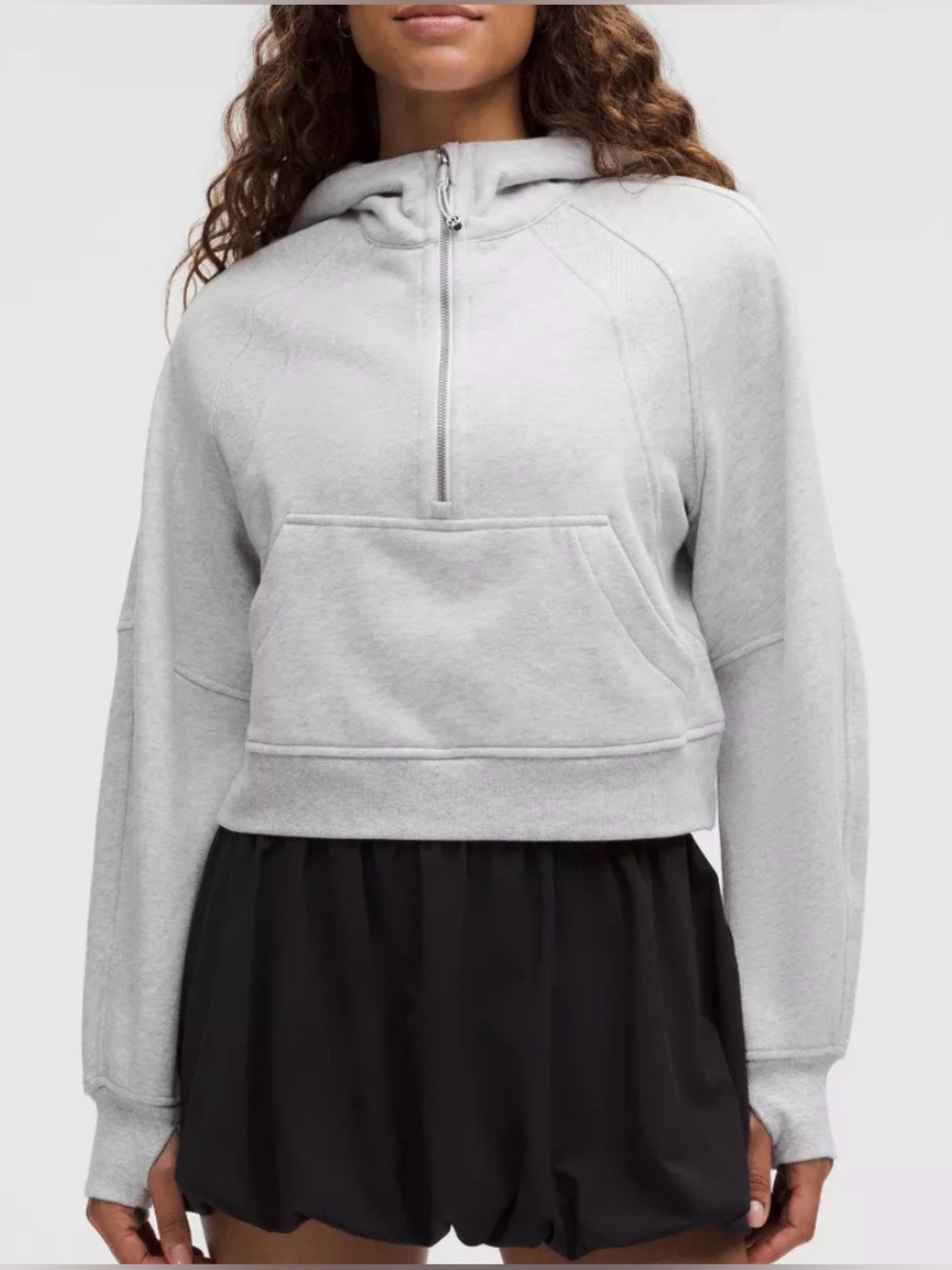 Lululemon Scuba Oversized Half Zip Hoodie XS/S Heathered Core Ultra Light Grey